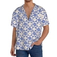thumbnail image 3 of Wukai Plaid Flowers Men's Casual Short-Sleeve Button Down Shirt - Lightweight Summer Dress Shirt for Daily Wear-XX-Large, 3 of 7