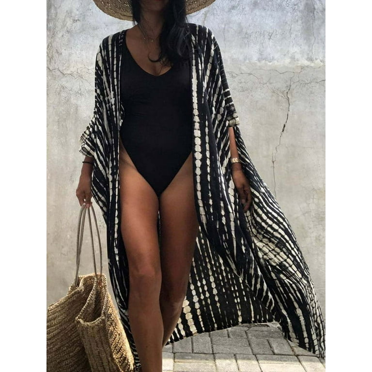 Black cheap swim kimono