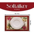 thumbnail image 6 of Christmas Placemats Set of 4, 12 x 18 Inch, Printed Xmas Poinsettia Bell Satin Table Mats, Seasonal Red Flower Winter Holiday Table Decorations for Kitchen, Dining, Party Decor, 6 of 6