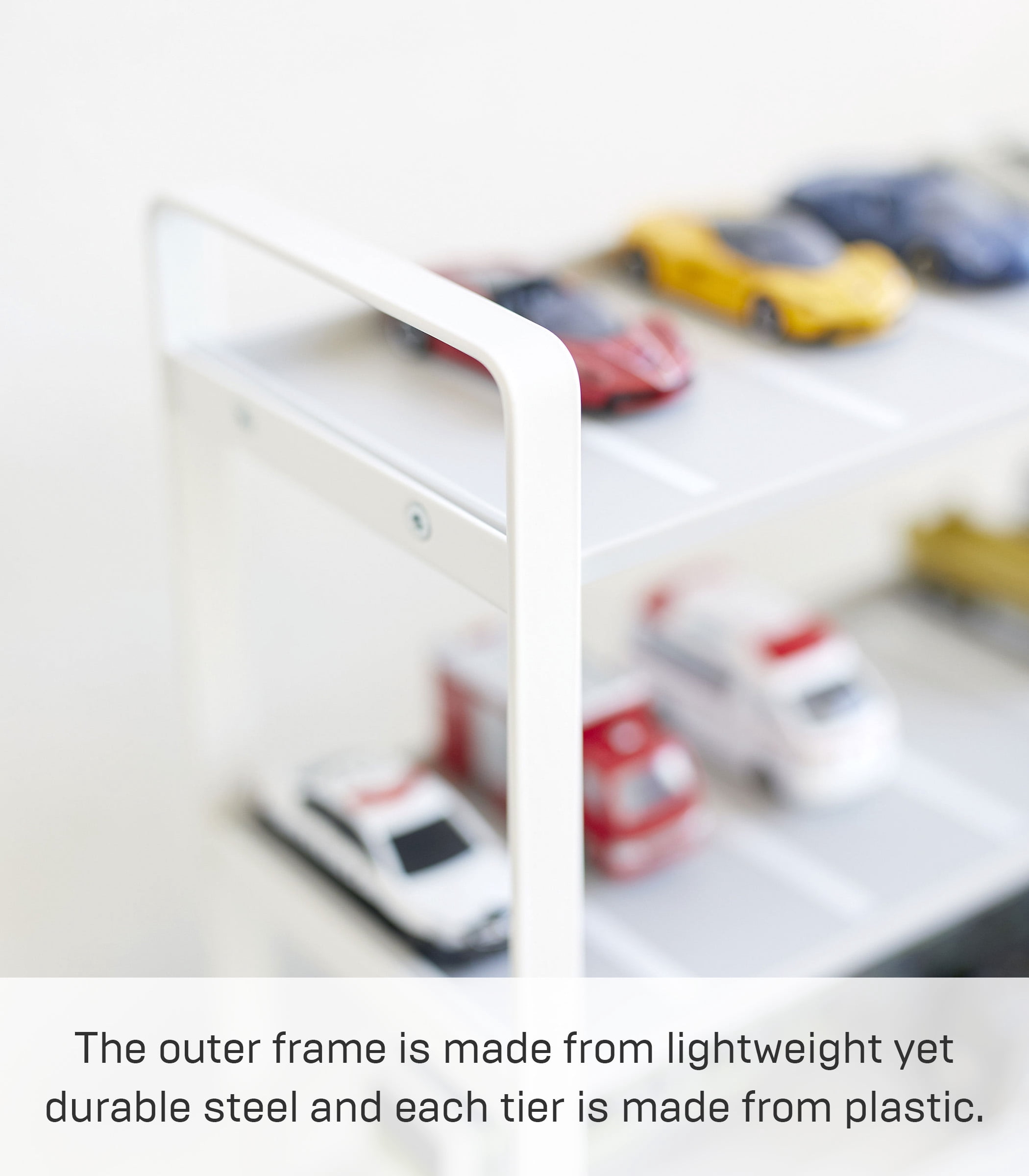 Yamazaki Home Kids' Parking Garage, White Steel Storage Organizer