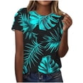 thumbnail image 1 of Pisexur Hauts pour Femmes, Blouses pour Femmes Habillées Décontractées à la Mode Pull Décontracté Imprimé Manches Courtes Col Rond Multicolore, 2TG, 1 of 1