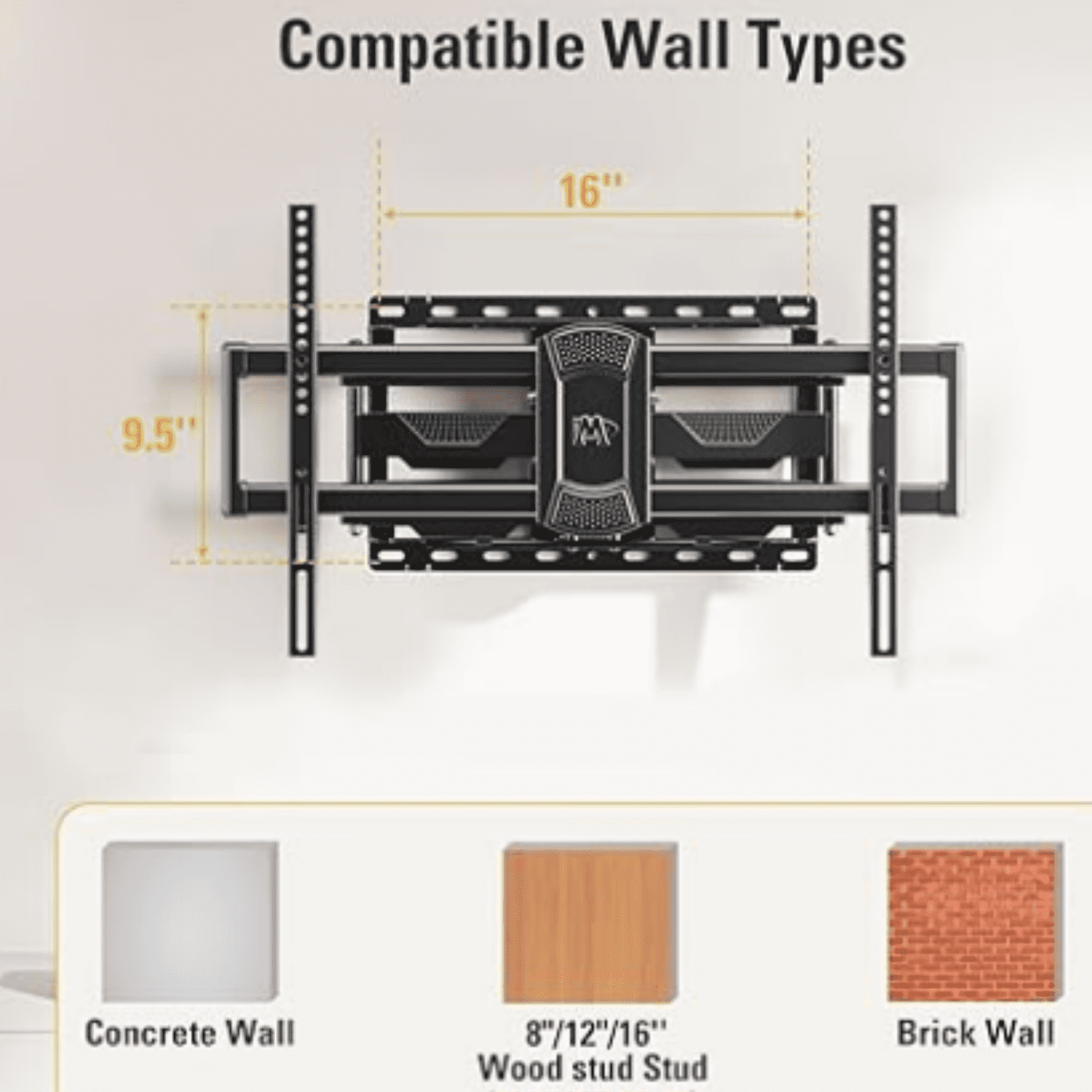 Listed TV Wall Mount for Most 42-84 Inch TV, Full Motion TV Mount with Swivel and Tilt, TV Bracket with Articulating Dual Arms, Fits 16inch Studs, Max VESA 600X400 mm, 100 lbs