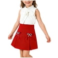 thumbnail image 2 of Fesfesfes Outfits For Kids Kids Girls Summer Outfits Toddler Girls Short Sleeve Shirts Tops Pleated Skirt Set 2Pcs Clothing For Girls 2-8 Years, 2 of 7