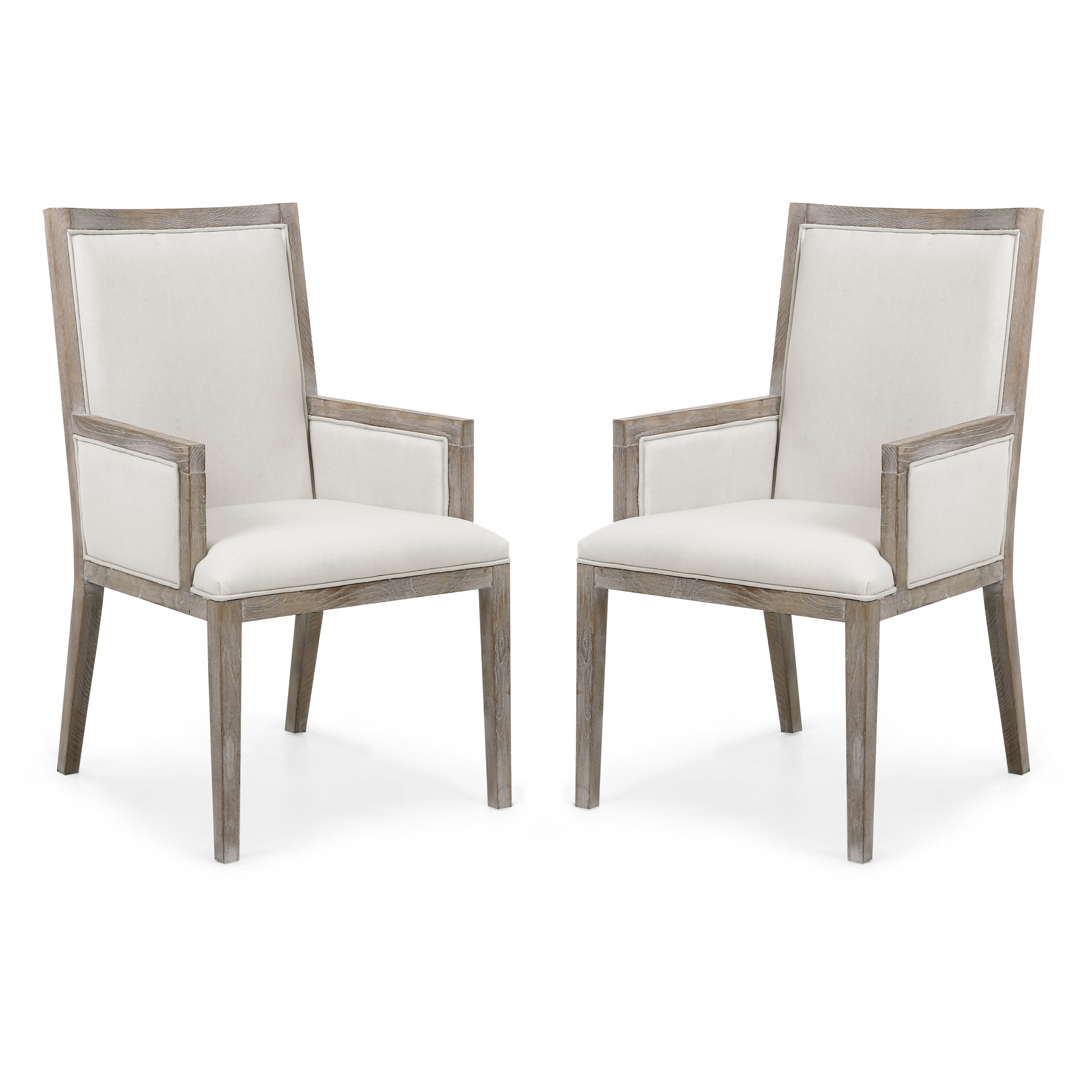 Edgemod Rhone Dining Arm Chair in White Linen (Set of 2) - Walmart.com
