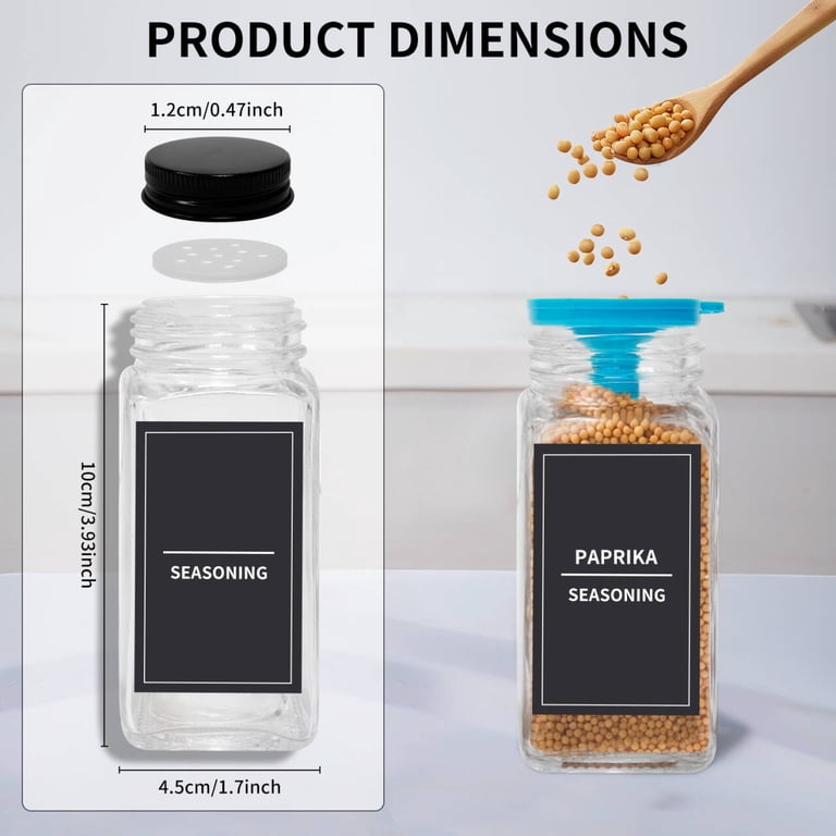 Enroslu 12-Piece Glass Spice Jar Set with Shaker Lids and Funnel photo 4