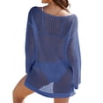 thumbnail image 3 of Traje de baño Cover Up Beauty Crochet de manga corta azul para mujer, 3 of 7