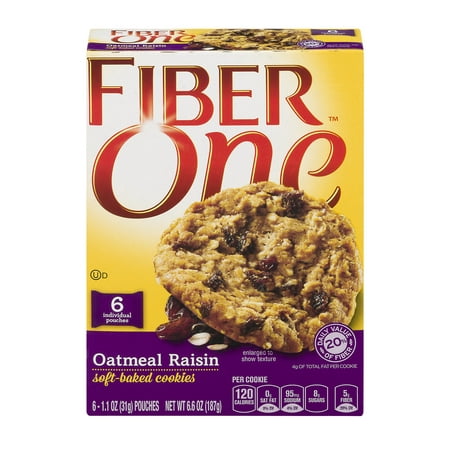(3 Pack) Fiber One Oatmeal Raisin Soft-Baked Cookies 6 ct Box, 1.1 (Best Soft Oatmeal Cookies)