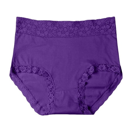 Riforla Women s Underwear Women Fashion Plus Size Cotton Lace High Waist Sexy Comfortable Panties Womens Panties Briefs Purple XL