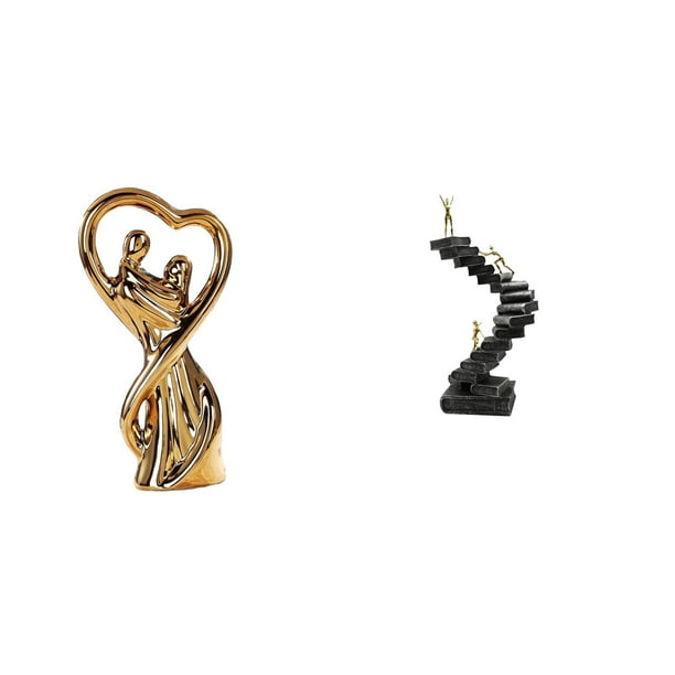 Estatua de pareja,Figura de pareja,arte moderno,artesanía,regalo de boda,Estatua de escalera,Estatua de escalera con libros para escalar,decoración artística,Escultura de escalera de