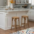 thumbnail image 6 of Linon Billy 24" Wood Backless Rustic Counter Stool Round Rattan Seat in Brown, 6 of 7