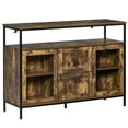thumbnail image 1 of HOMCOM Industrial Sideboard Buffet Cabinet, Glass Door Bar Table, 2-Drawer Cupboard with Adjustable Shelves for Dining, Living Room, Rustic Brown, 1 of 10