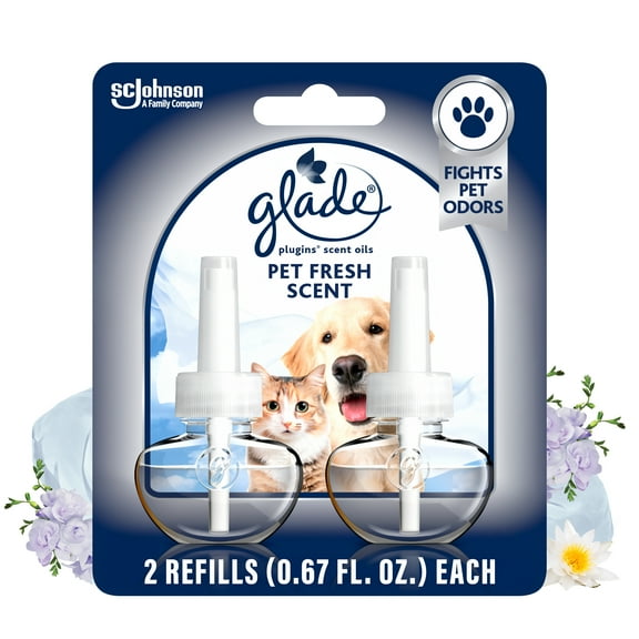 Glade PlugIns Air Freshener Pet Fresh Scented Oil Refills, 2 Pack