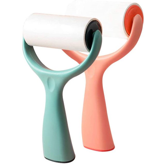 Rodillo adhesivo para pelusas, kit de eliminación de pelo de mascotas para pelo de perros y gatos, pelusa, polvo, muebles, 2 asas + 2 paquetes de recarga (120 hojas) Xemadio HMHZ182