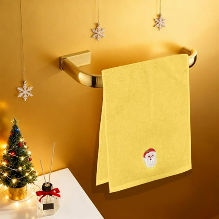 Kumdkd Santa Claus Garland Elks Embroidered Cotton Towel Christmas Kitchen Hand Towel Holiday Gift