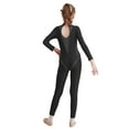 thumbnail image 2 of iEFiEL Kids Girls Long Sleeve Full Unitard Shiny Rhinestone Gymnastics Ballet Dance Leotard Skating Jumpsuit Black 10, 2 of 7