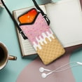 thumbnail image 2 of SEANATIVE Neoprene Cellphone Crossbody Bag Shockproof Phone Bag Waterproof Phone Carry Pouch with Crossbody Strap for Cellphone, Keys, Lipstick, Cashes, Ice Cream Cone Sprinkles Print Pink, 2 of 7