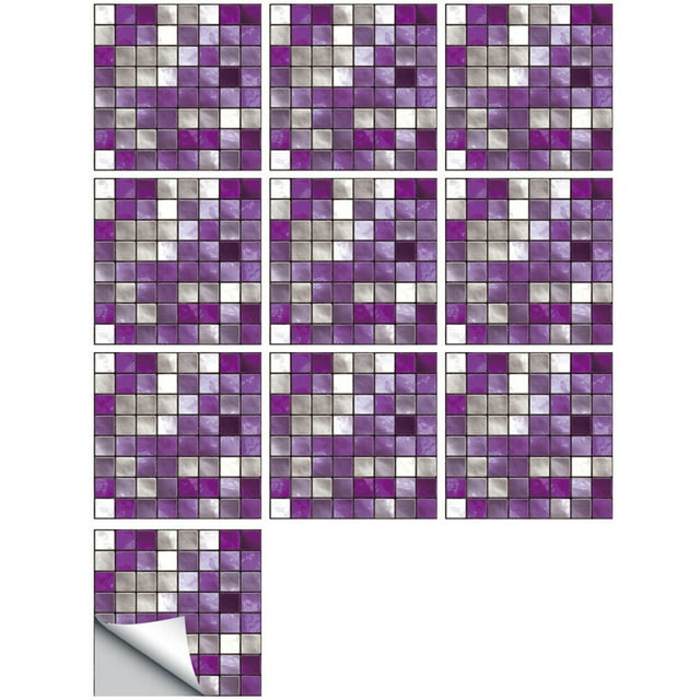 Miangastore 10 Pcs Mosaic Tile Stickers Simulated Tile Stickers Waterproof Wall Decals