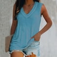 thumbnail image 2 of Women's V Neck T Shirts, V Neck Tank Tops for Women Loose Fit Cotton Tee Shirt Casual Tank Tops Sleeveless Blouse Shirts, 2 of 5