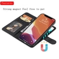 thumbnail image 5 of Allytech iPhone 13 Case Wallet, Premium PU Leather Detachable Magntic Back Cover Shell Shockproof Protective Kickstand Cards Holder Wallet Cover for Apple iPhone 13 6.1", Black, 5 of 8