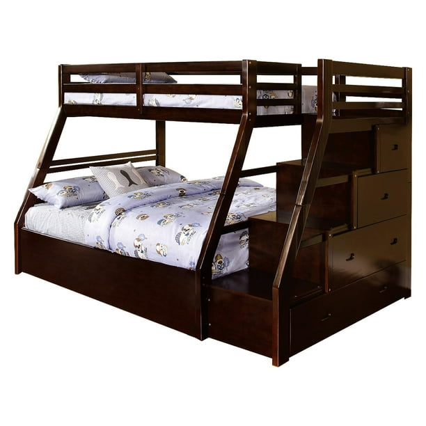 Furniture of America Milton Twin over Full Bunk Bed with Storage