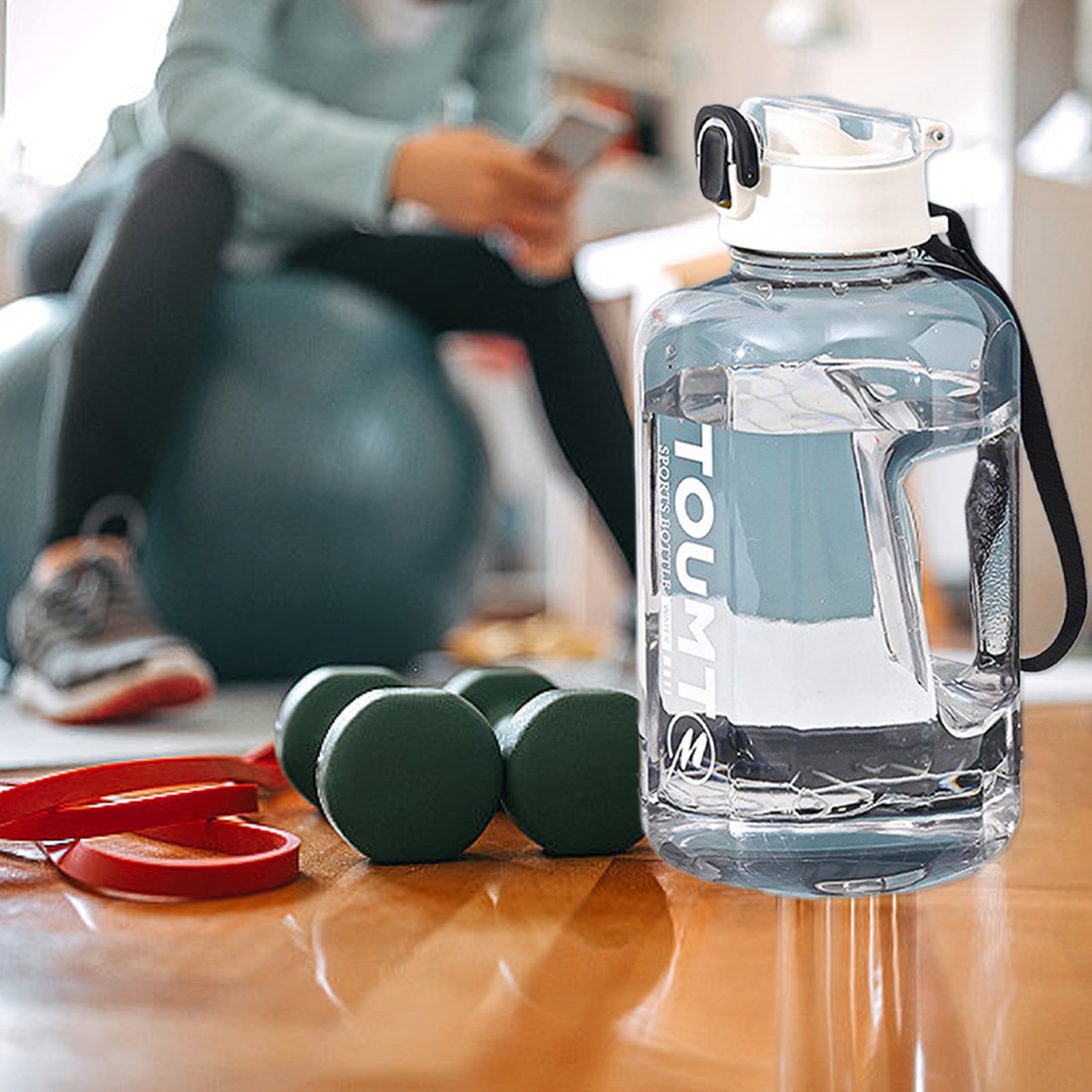 1pcs THE GYM KEG Sports Water Bottle Half Gallon Carry Handle Big Water Jug for Sport Large Reusable Water Bottles Eco-friendly, Leakproof 2200mL