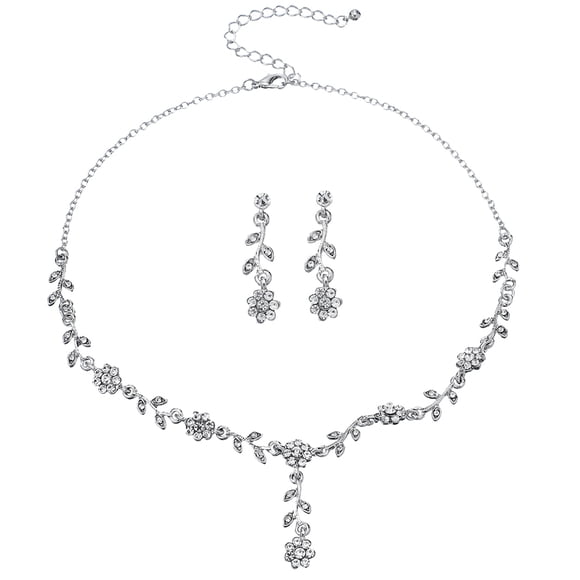 BRIGHTFUFU 1 juego novia boda pendientes collar joyería dama fiesta regalo