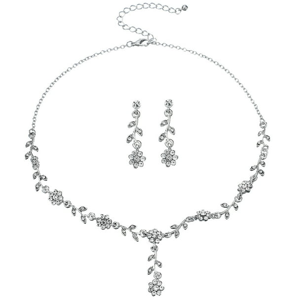 EeaseMX 1 juego de pendientes y collar para novia, boda, joyería para dama, fiesta, regalo