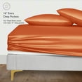 thumbnail image 3 of LINENWALAS King Fitted Sheet, 100% Bamboo Silk Sheet, 16" Deep Pocket Bedsheet (Burnt Orange, King), 3 of 9