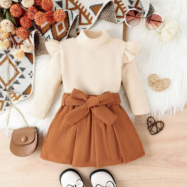 adviicd Girls Fall Skirt Set Girl's Piece Outfits Bodycon Dress