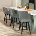 thumbnail image 2 of Counter Height Bar Stools Set of 2, 360°Swivel Upholstered Barstools with Back and Solid Wood Legs, 37" H Seat Height, 2 of 12