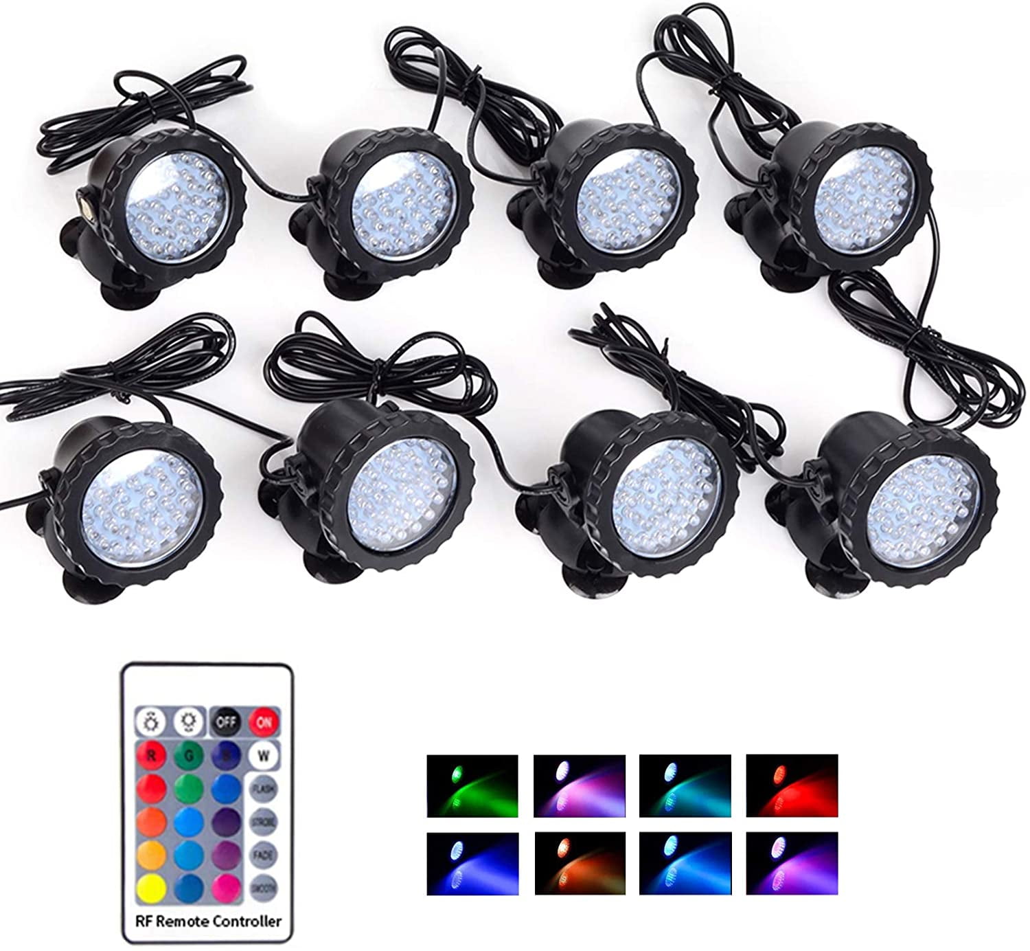 LED Garden Pond Light Submersible Spot Lamp with Remote Control RGB Color Changing Underwater Light 36 LEDs IP68 Waterproof for Fountain Pool Aquarium Fish Tank Decoration