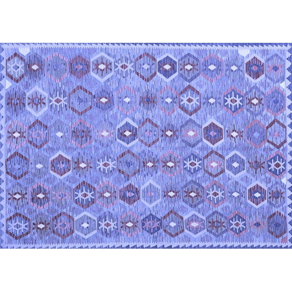 Ahgly Company Indoor Rectangle Abstract Blue Contemporary Area Rugs, 5' x 7'