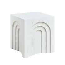 FFZ 15.74'' Square Side Table Small Coffee Table Accent Table Bedside Table for Living Room Bedroom,WHITE