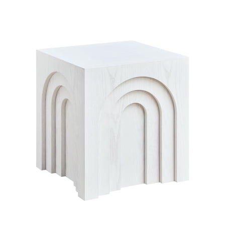 FFZ 15.74'' Square Side Table Small Coffee Table Accent Table Bedside Table for Living Room Bedroom,WHITE