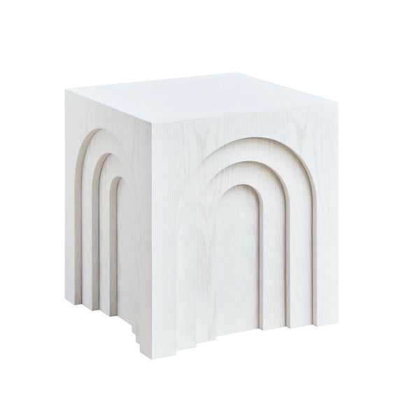 FFZ 15.74'' Square Side Table Small Coffee Table Accent Table Bedside Table for Living Room Bedroom,WHITE