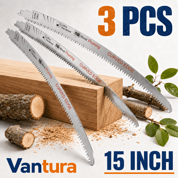 Arc Edge Reciprocating Saw Blade, 15 Inch Pruning Saw, Wood Cutting Reciprocating Saw Blades, 6TPI, 3 Pieces