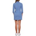 thumbnail image 3 of Vestido de mezclilla para mujer Inspire Chic, con mangas 3/4, botones, mini vestido de camisa de mezclilla, talla XL, azul cielo, 3 of 6