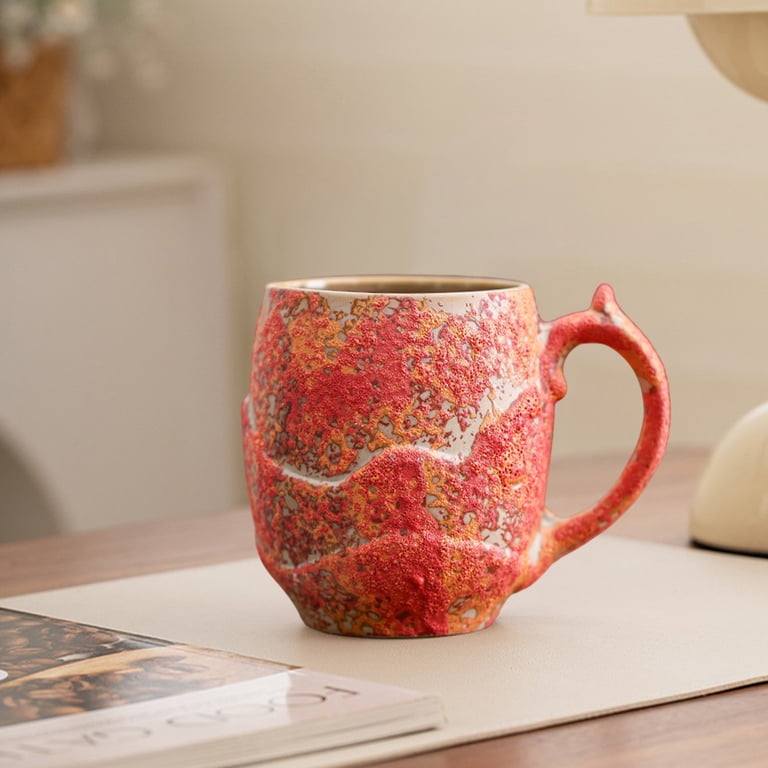 Hyknon Ceramics 9oz Coffee Mug Handmade Uneven Surface Tea Cup Pottery  Coffee Cup with Ergonomic Handle Ceramic Mugs for Milk Coffee