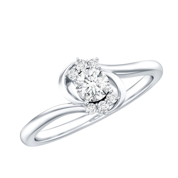 Rosec Jewels Lab Created Diamond Promise Ring for Women - Bypass Ring - EF-VS Quality - Ready to Gift for Valentines Day, 925 Sterling Silver, US 4.00