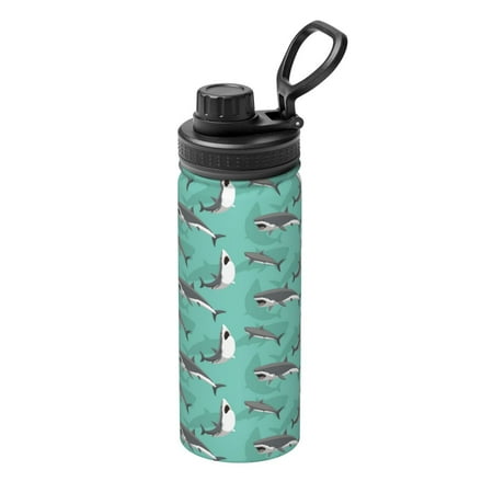 

Uemuo Great White Shark 18OZ Insulated Kettle Sports Water Bottle Stainless Steel Kettle Vacuum Insulated Flask Flip Lid Travel Mug