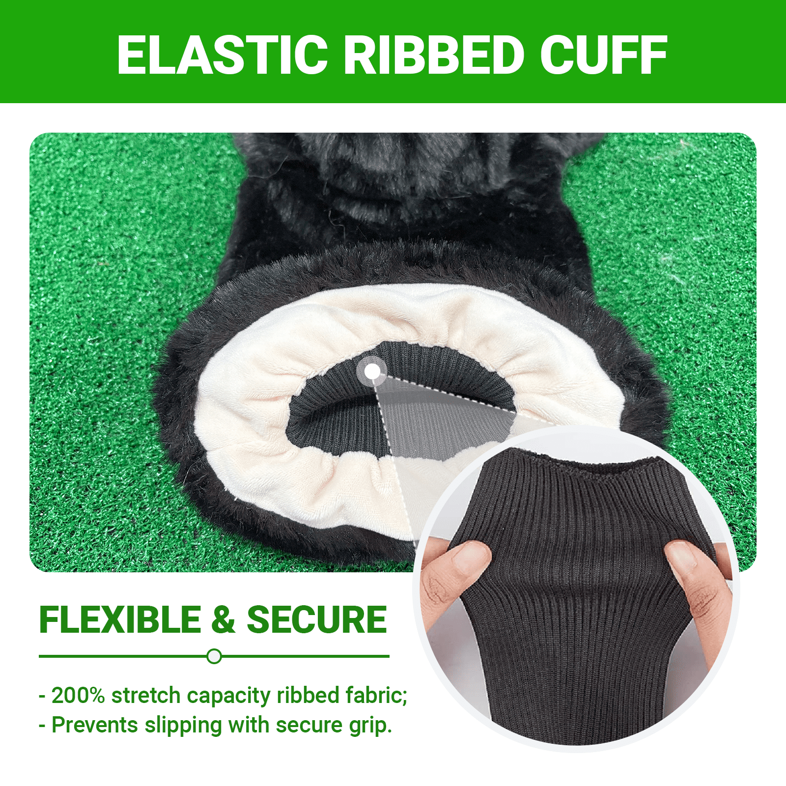 Black Lab Golf Club Headcover, Dog Golf Driver & Woods Club Cover, Black Dog Golf Head Cover