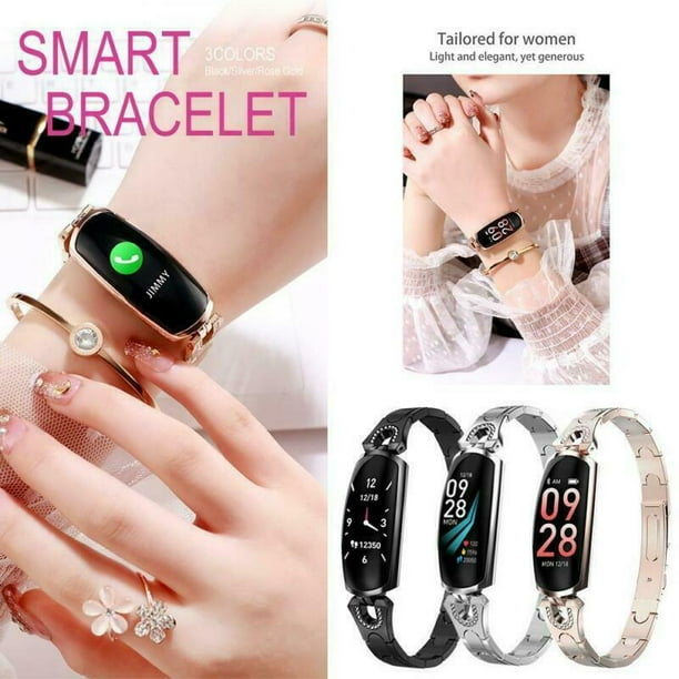 Women Lady Smart Sports Watch Blood Pressure Heart Rate Monitor Fitness  Tracker Waterproof Bracelet Wristband(Black)