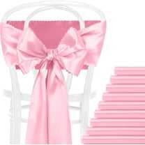 Pink Satin Chair Sashes Bows, Chair Bow Ties Back Silky Dining Chair Sashes Satin Chair Ribbon for Wedding, Party, Banquet, Restaurant, Hotel Event, Chair Cover Decorations