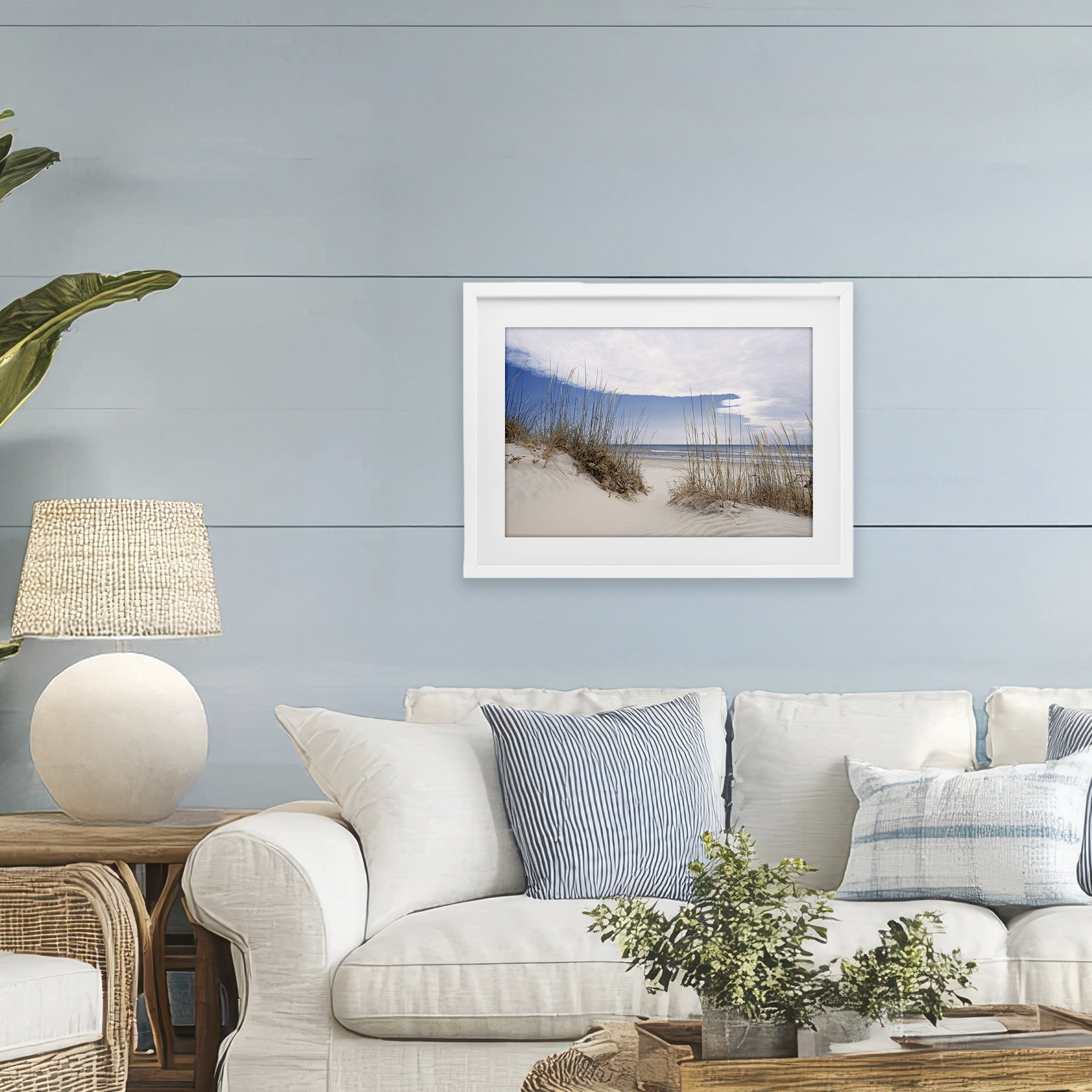 Stupell Industries Sea Oats Along Sandy Dunes White Framed Print Under Glass, design by Natalie Carpentieri