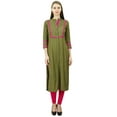 thumbnail image 5 of Phagun Womens Rayon Straight Tunic Kurta Open Front Kurti Mandarin Collar Indian Top, 5 of 8