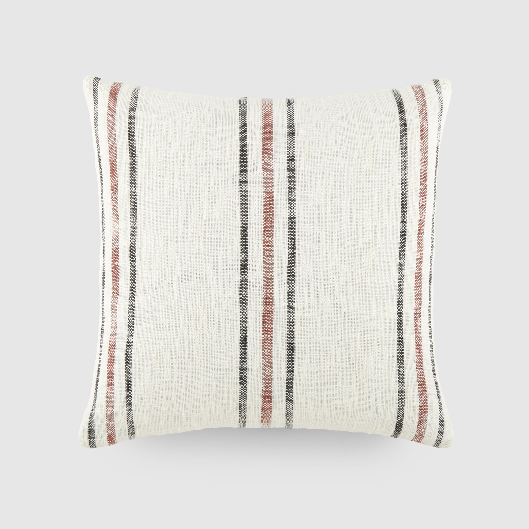 Cotton Slub Textured Throw Pillow in Framed Farmhouse Stripe by Comfort Canopy