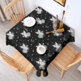 thumbnail image 2 of Black White Cat Rose Moon Star Pattern Square Tablecloth,Waterproof Square Table Cover,Wipeable Spillproof Washable Table Cover for Home Kitchen Party Decor 60"x60"(152x152cm), 2 of 6