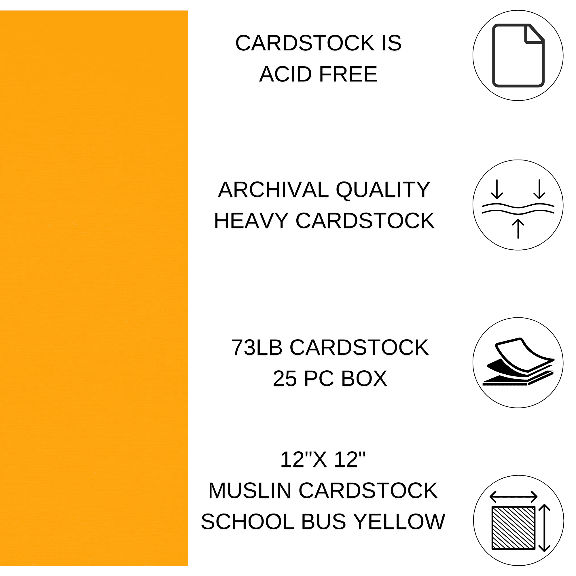 Paper Accents Cardstock 12"x 12" Muslin 73lb School Bus Yellow 25pc