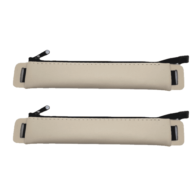 Estuche para lápices (paquete de 2), estuche para lápices de cuero PU, bolsa con cremallera para papelería con correa elástica para bolígrafos, lápices, EraserKhaki