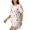 thumbnail image 2 of Bingfone Red coral and scallop seashell Print Pajamas Sets for Women Soft Short-Sleeved Pjs with Lounge Shorts Two Piece Sleepwear, 2 of 8